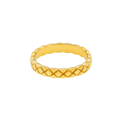 Iko Iko Ring Criss Cross Etch Gold