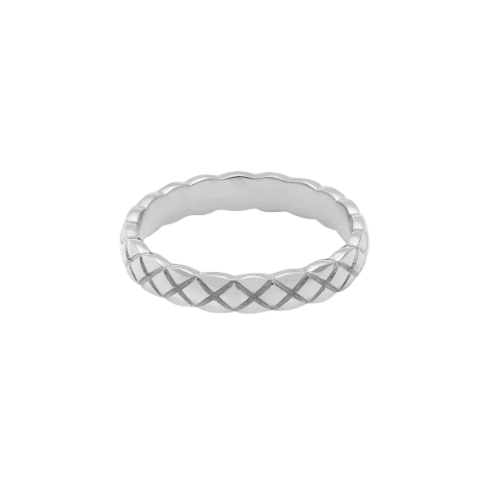 Iko Iko Ring Criss Cross Etch Silver