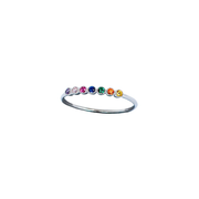 Iko Iko Ring 7 CZ Rainbow Silver