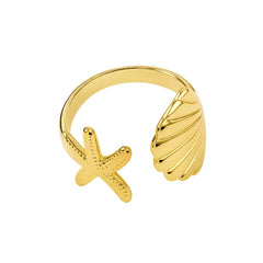 Iko Iko Ring Starfish Shell Gold