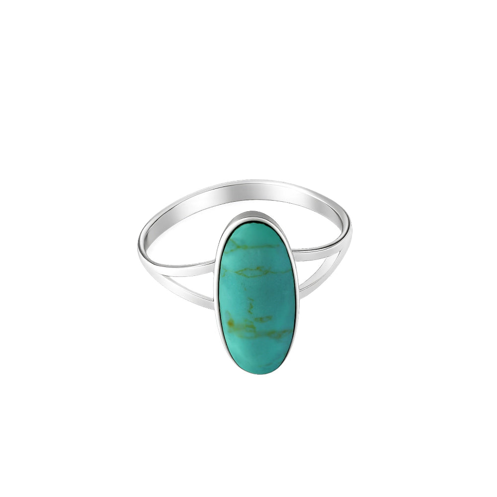 Iko Iko Ring Oval Solitaire Turquoise Silver