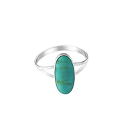 Iko Iko Ring Oval Solitaire Turquoise Silver