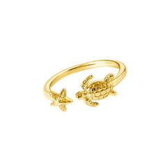 Iko Iko Ring Starfish & Turtle Gold