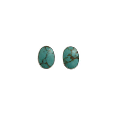 Iko Iko Studs Oval Solitaire Turquoise Silver