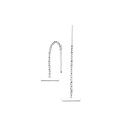 Iko Iko Earrings Mini Threads Horizontal Bar Silver