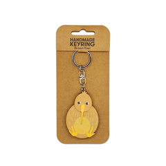 100% NZ Wooden Keyring Brown Kiwi