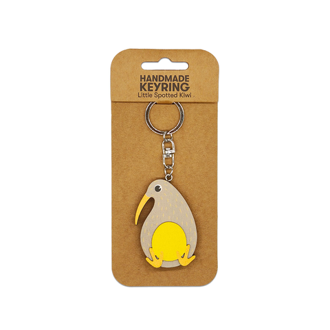 100% NZ Wooden Keyring Okarito Kiwi