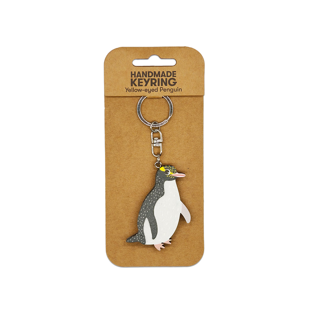 100% NZ Wooden Keyring Hoiho – Iko Iko