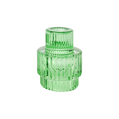 Kinkora Glass Two Way  Candle Holder Green