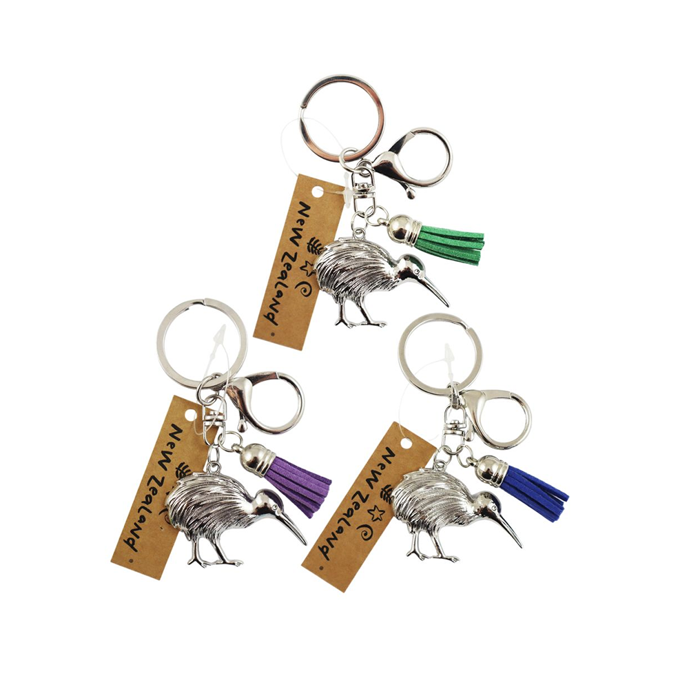 Kiwi Metal Keychain with Tassel Assorted