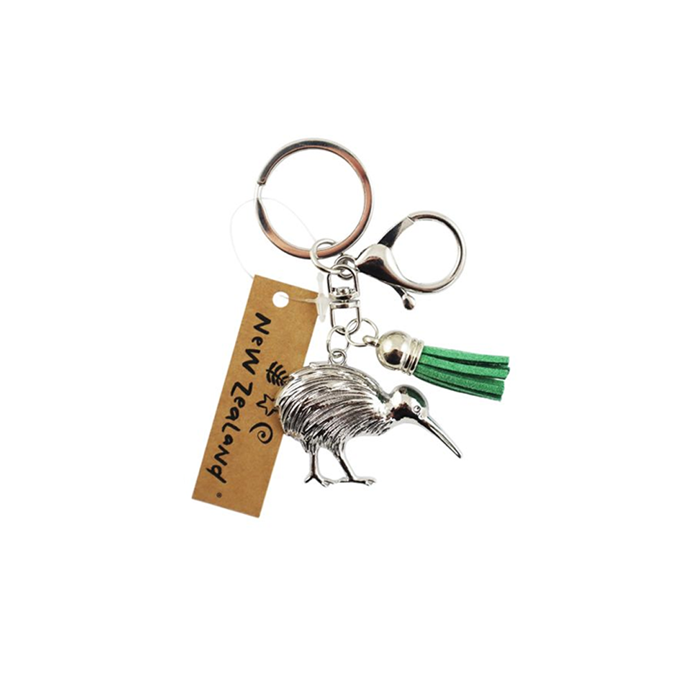 Kiwi Metal Keychain with Tassel Assorted