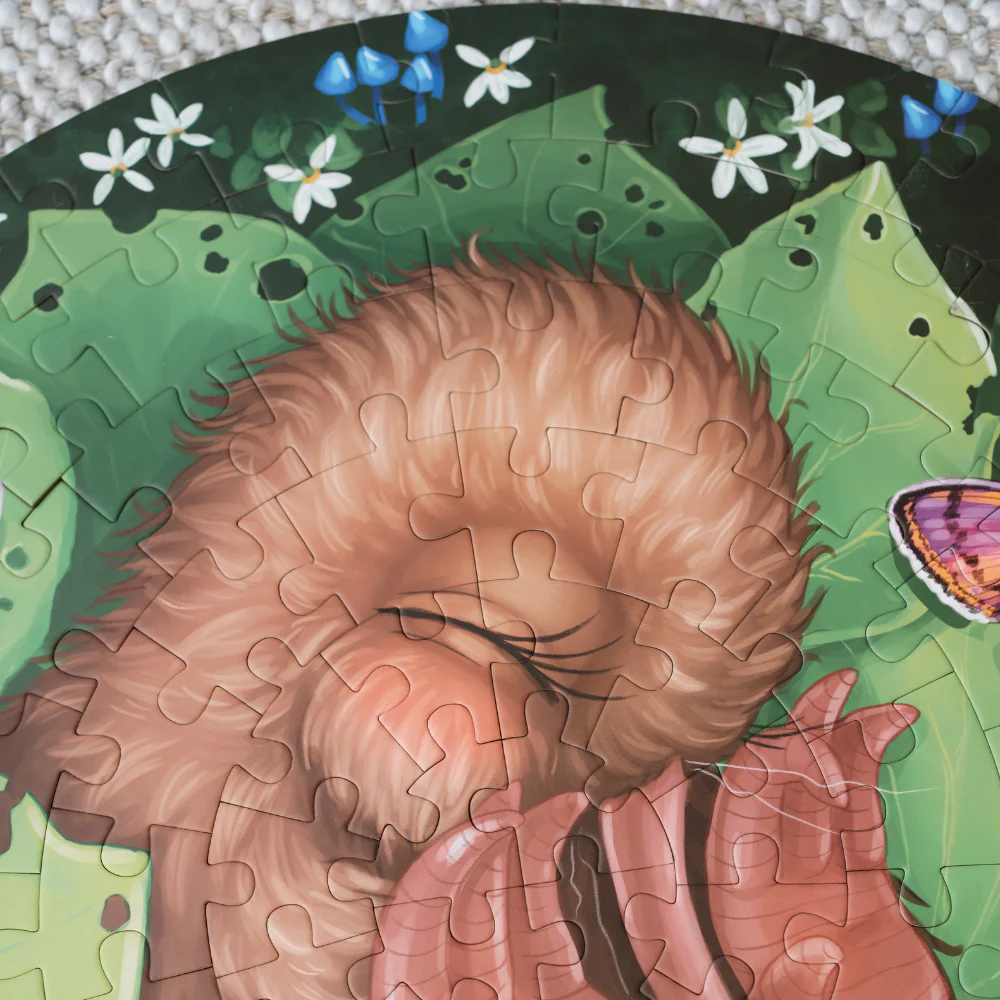Kuwi the Kiwi Chick Nap Round 100 Piece Puzzle