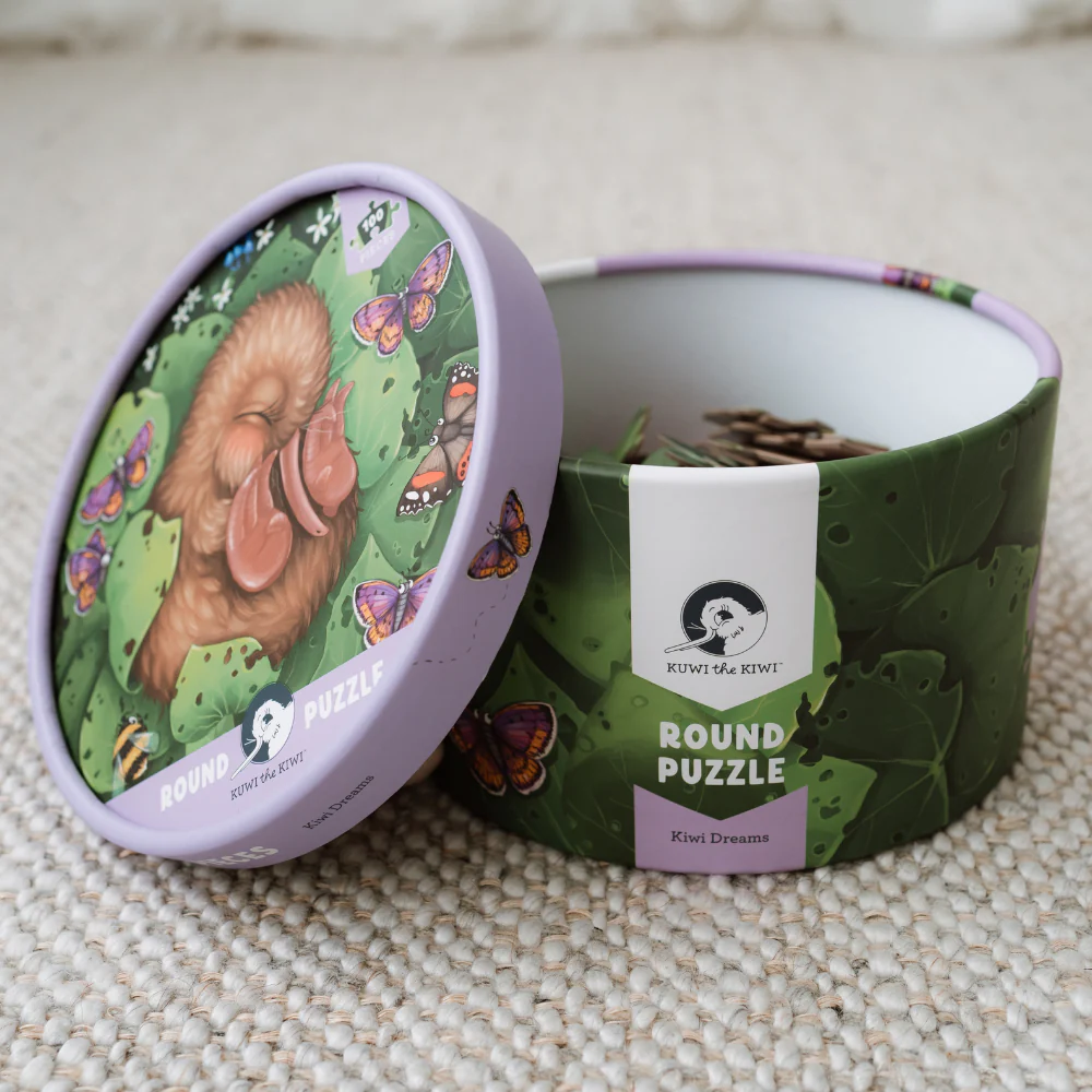 Kuwi the Kiwi Chick Nap Round 100 Piece Puzzle