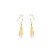Little Taonga Earrings Huia Feather Gold with Silver Tip