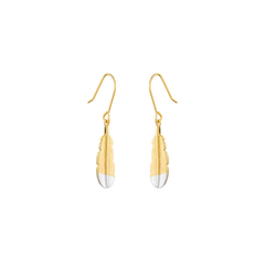 Little Taonga Earrings Huia Feather Gold with Silver Tip