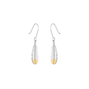 Little Taonga Earrings Huia Feather Silver with Gold Tip