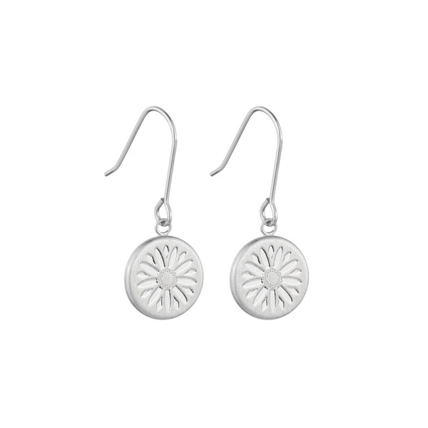 Little Taonga Earrings Round Mountain Daisy Pendant Silver