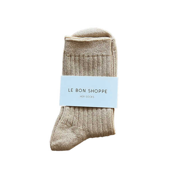 Le Bon Shoppe Socks Her Lurex Glitter Champagne