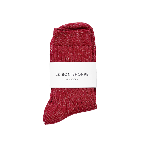 Le Bon Shoppe Socks Her Lurex Glitter Carmine