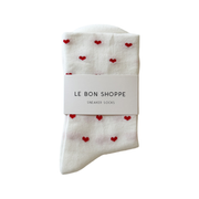 Le Bon Shoppe Socks Sneaker Heart White Red