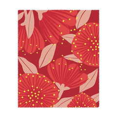 100% NZ Lens Cloth Bright Botanical Red Pōhutukawa