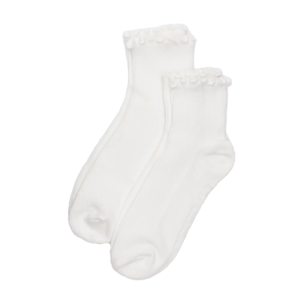 Baggu Lettuce Edge Socks Set of 2 Pairs White