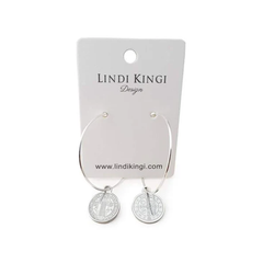Lindi Kingi Earrings Saint Circle 4cm Hoops Silver
