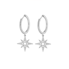 Lindi Kingi Earrings Signature Star with Engraved Hoop Silver