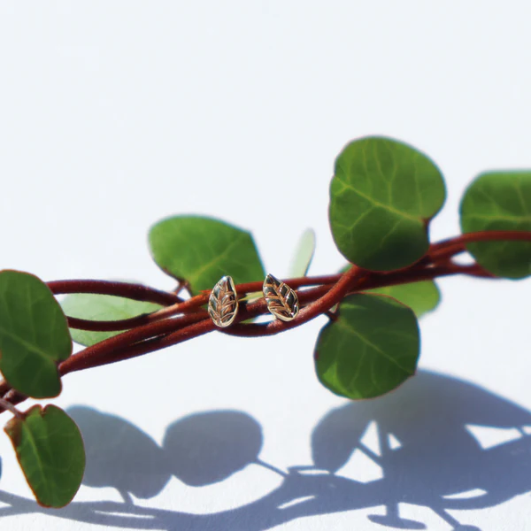 Little Taonga Petite Studs Pohutukawa Leaf Silver