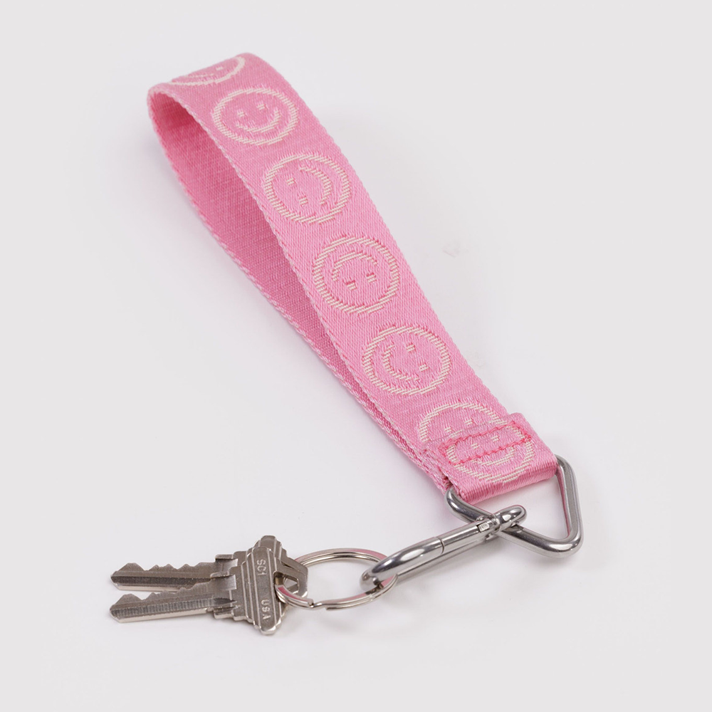 Baggu Logo Keychain Pink Happy