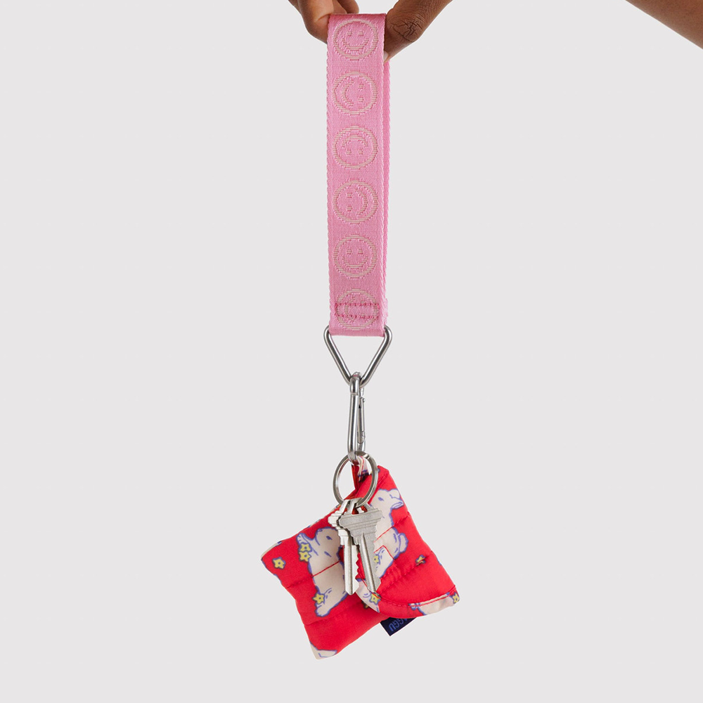 Baggu Logo Keychain Pink Happy