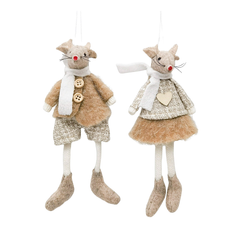 Long Legs Mouse Christmas Decoration Beige Assorted
