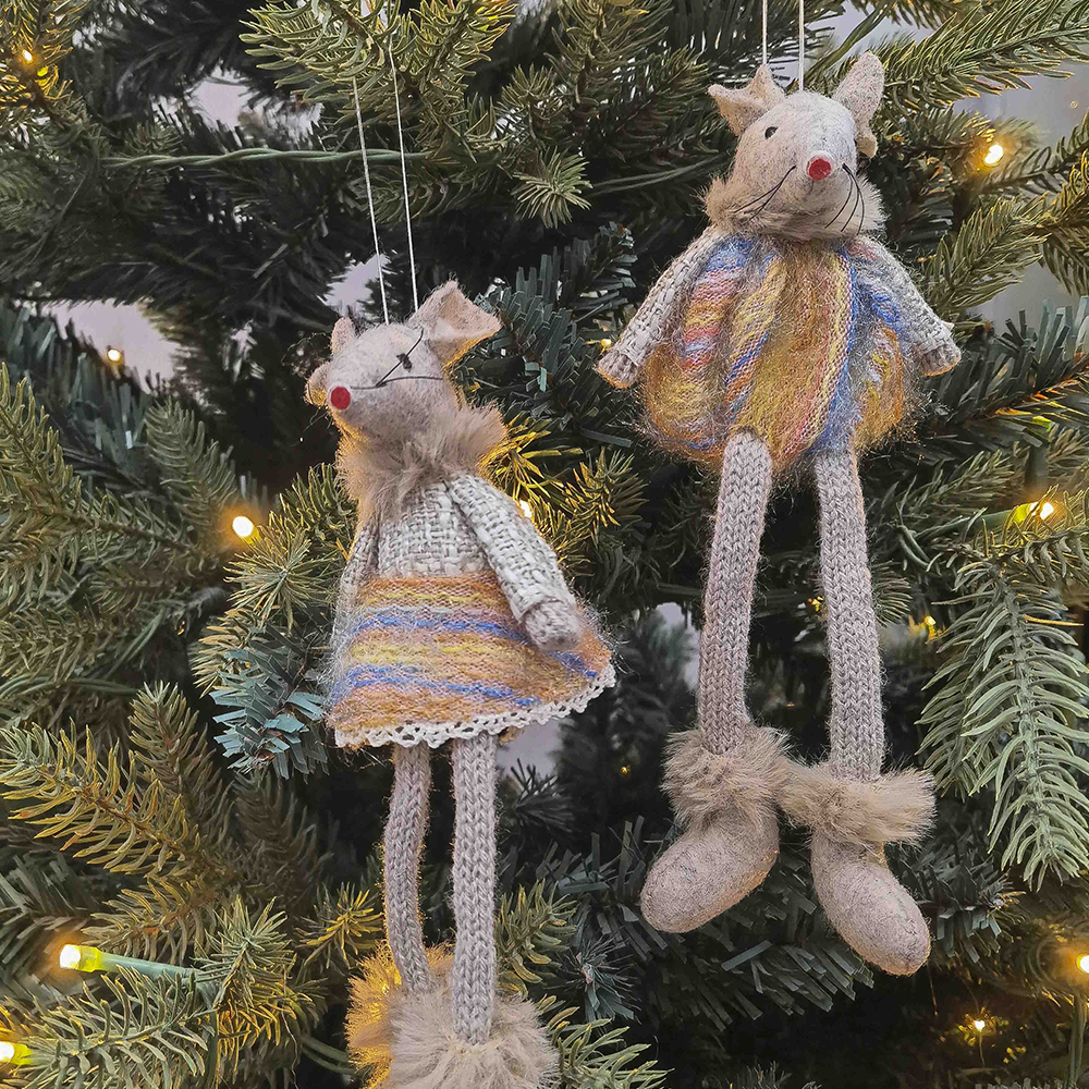 Long Legs Mouse Christmas Decoration Bisque Assorted