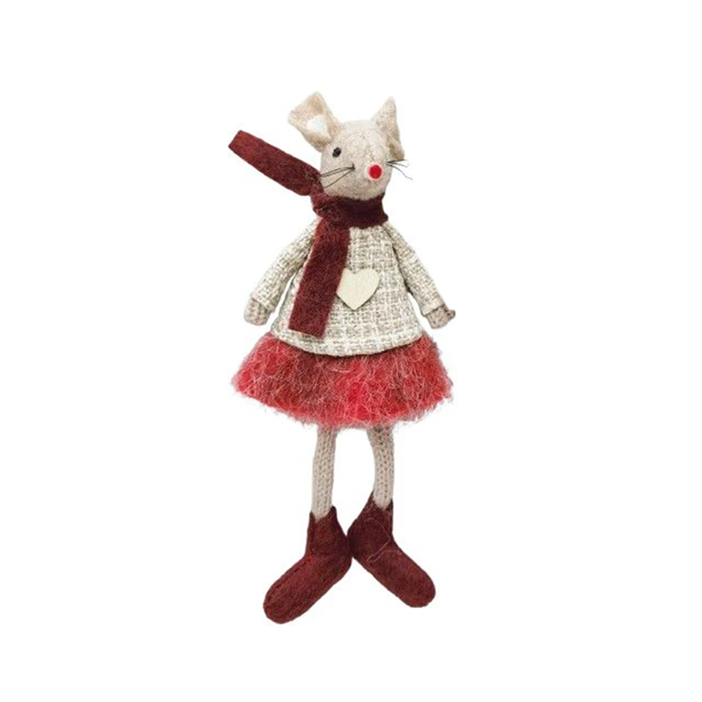 Long Legs Mouse Christmas Decoration Red and Green Assorted