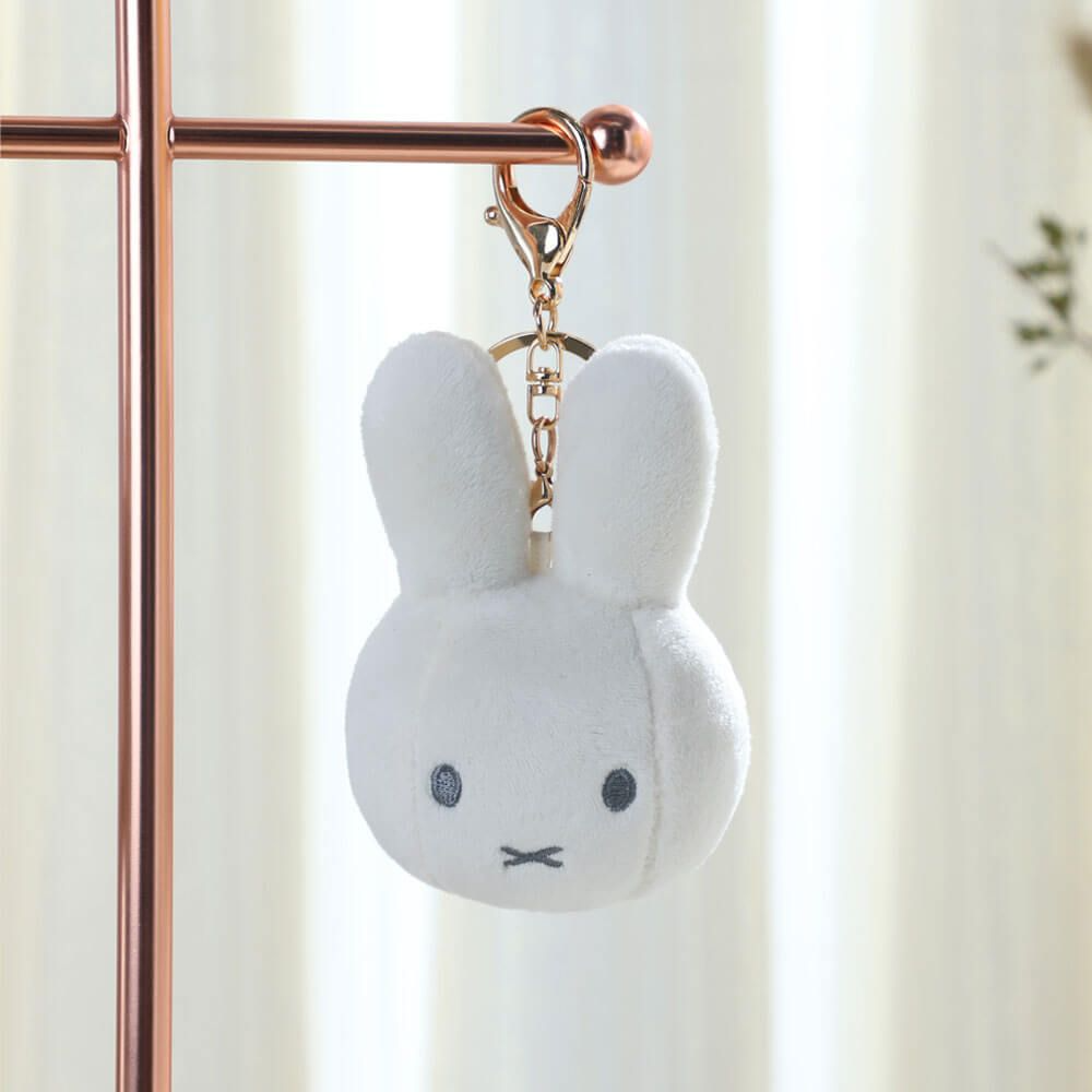 Miffy Face Soft  Plush Keyring White