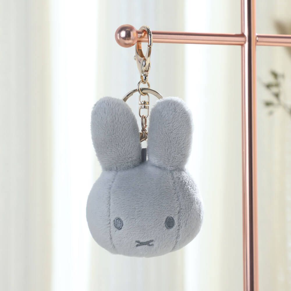 Miffy Face Soft Plush Keyring Grey
