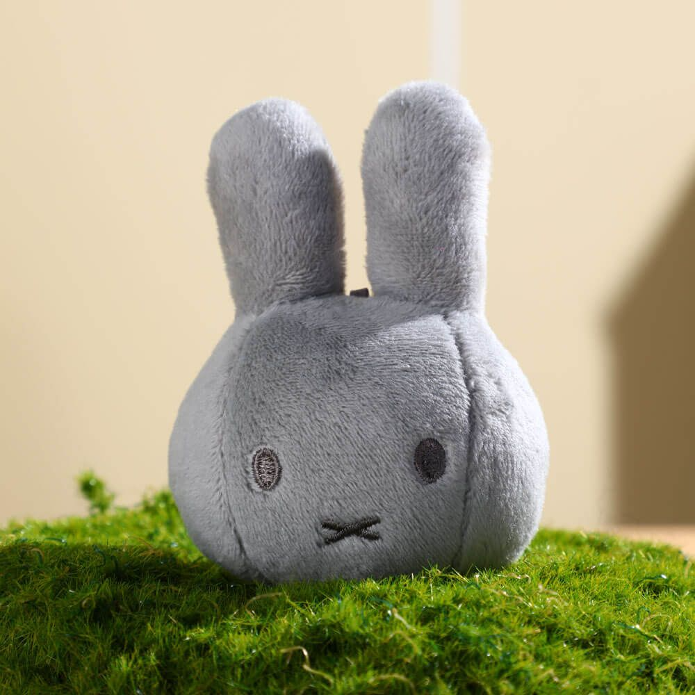 Miffy Face Soft Plush Keyring Grey