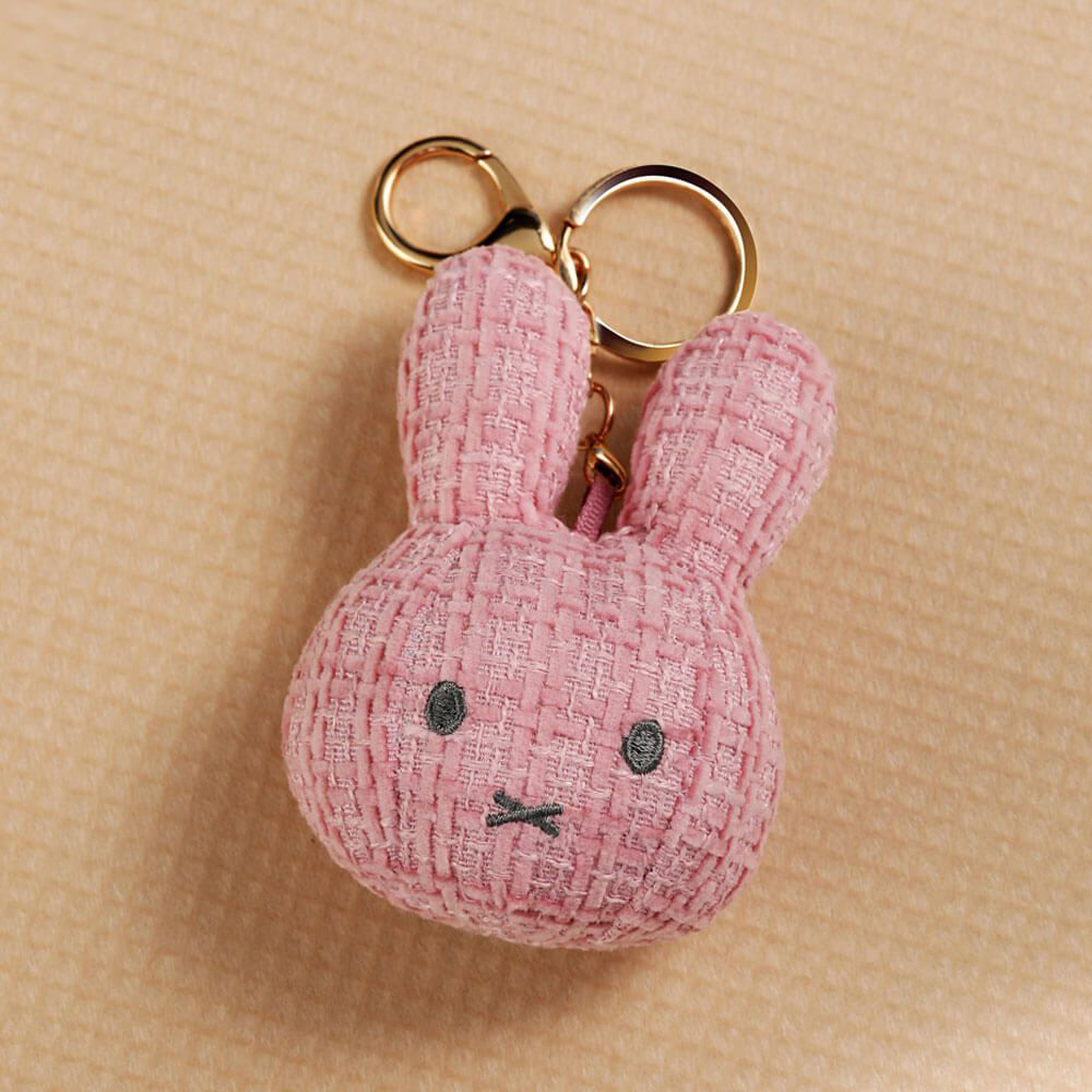 Miffy Face  Plush Keyring Baby Pink