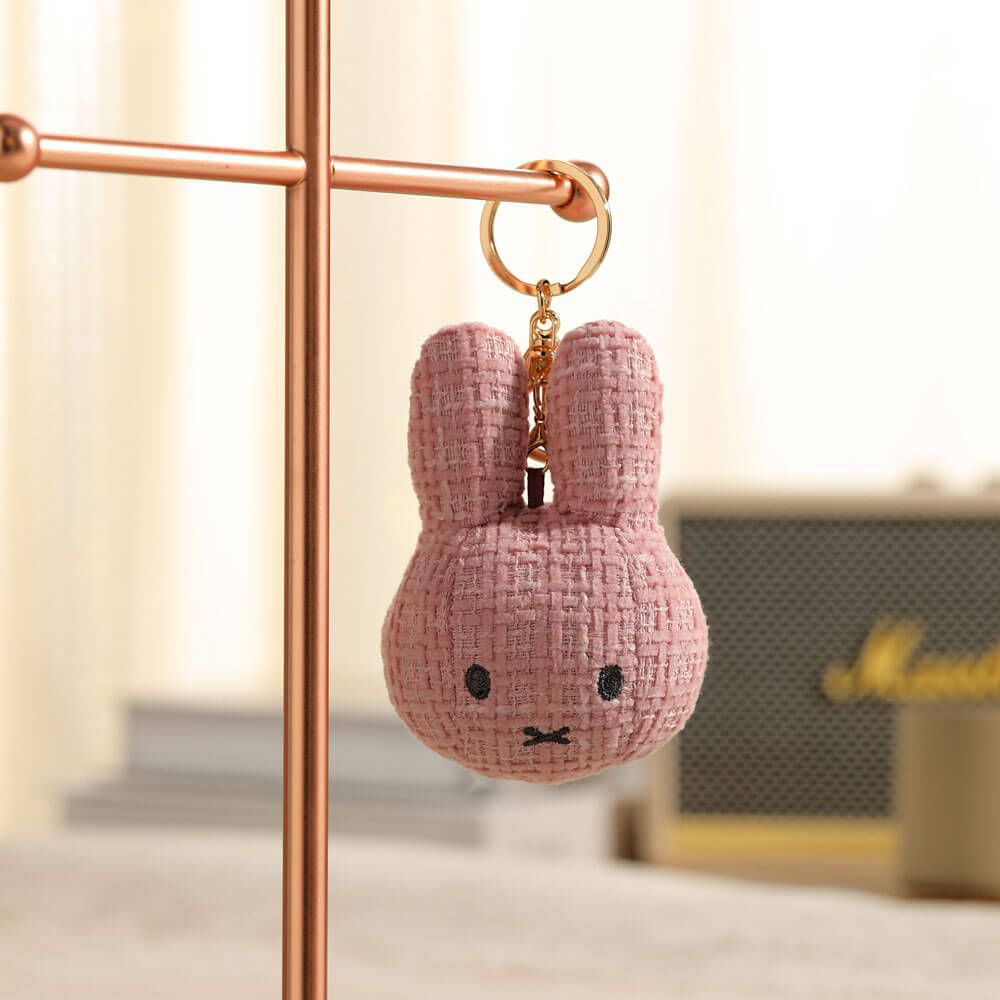 Miffy Face  Plush Keyring Baby Pink