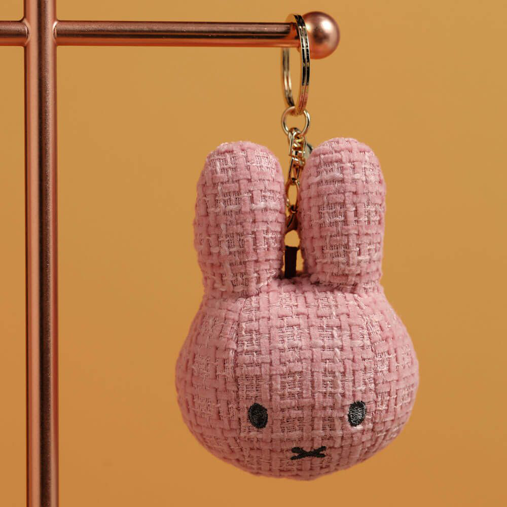 Miffy Face  Plush Keyring Baby Pink