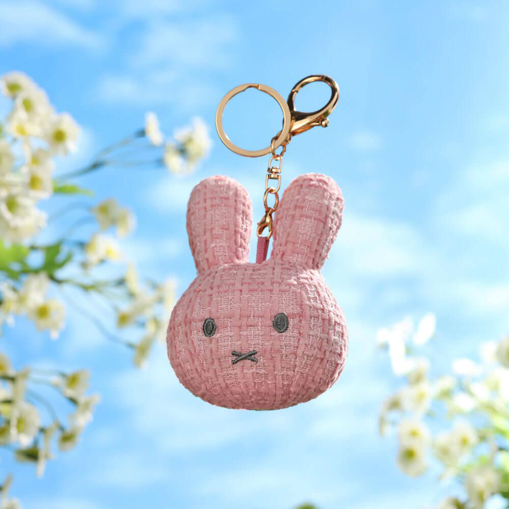 Miffy Face  Plush Keyring Baby Pink