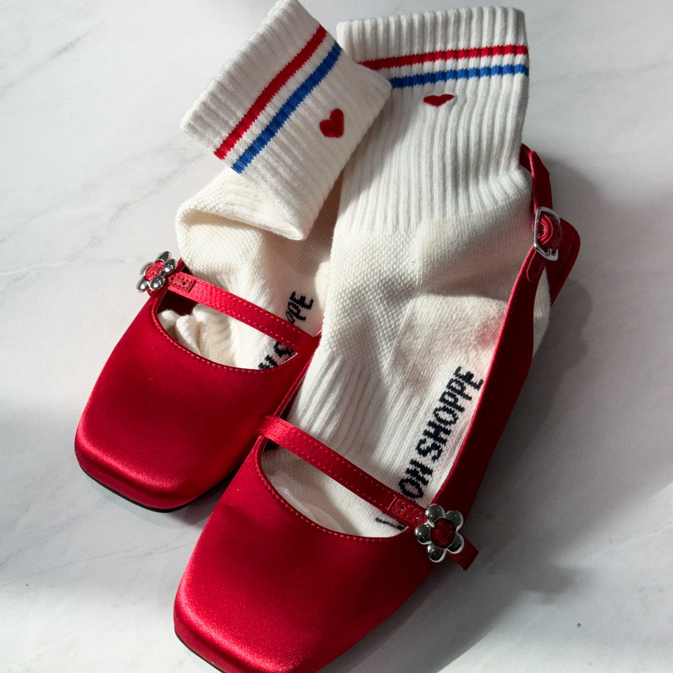 Le Bon Shoppe Embroidered Boyfriend Socks Milk + Heart
