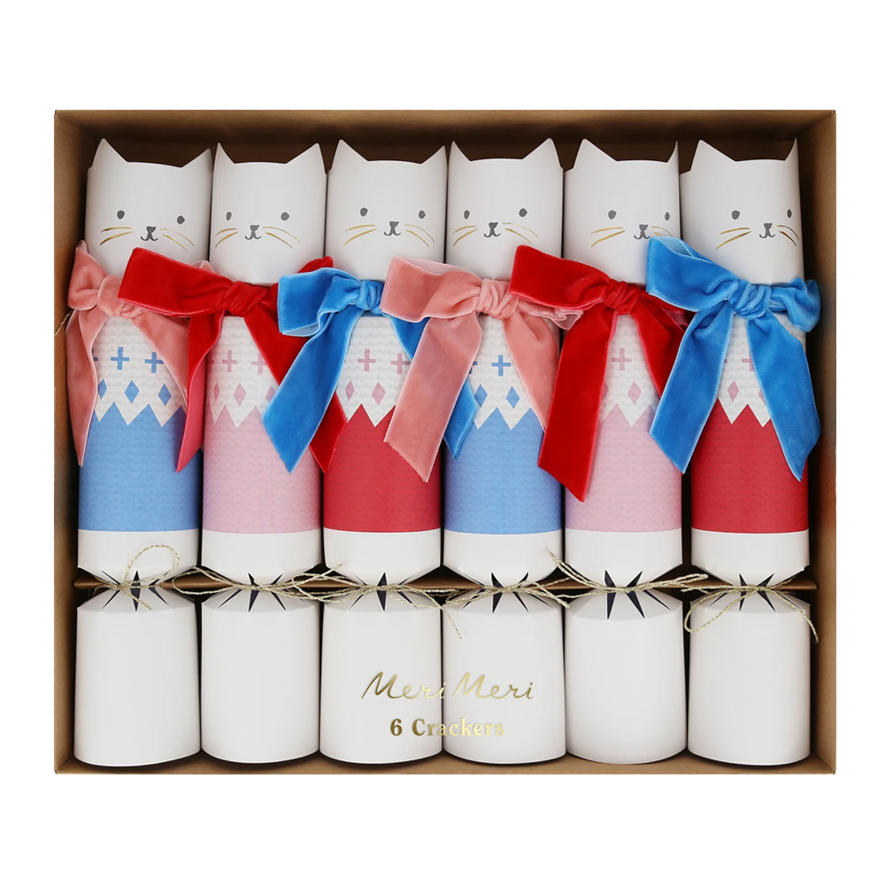 Meri Meri Christmas Crackers Velvet Bow Cat Pack of 6