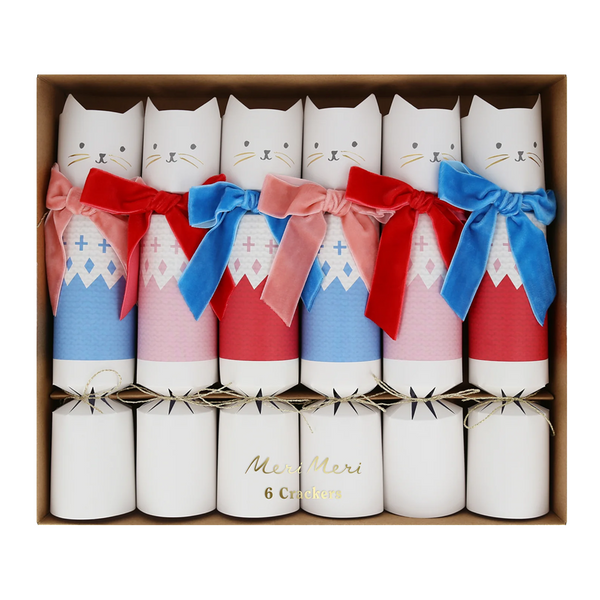 Meri Meri Christmas Crackers Velvet Bow Cat Pack of 6