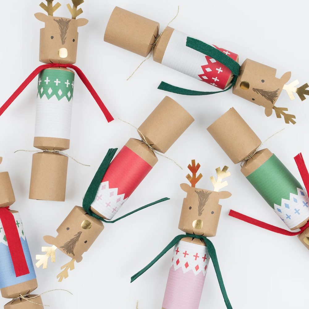 Meri Meri Christmas Crackers Reindeer in Jumpers Pack of 6