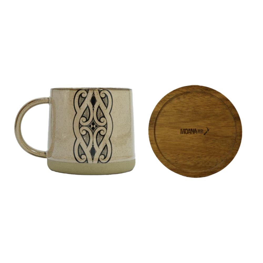 Moana Road - Miriama Grace-Smith Ceramic Mug with Wooden Coaster Lid Brown