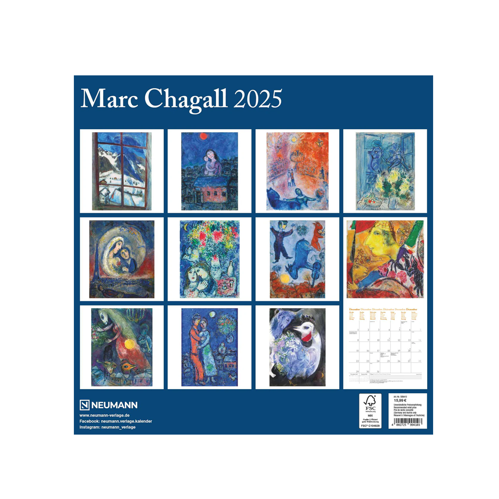 2025 Wall Calendar Marc Chagall