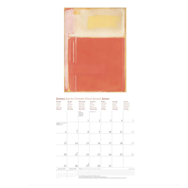 2025 Wall Calendar Mark Rothko