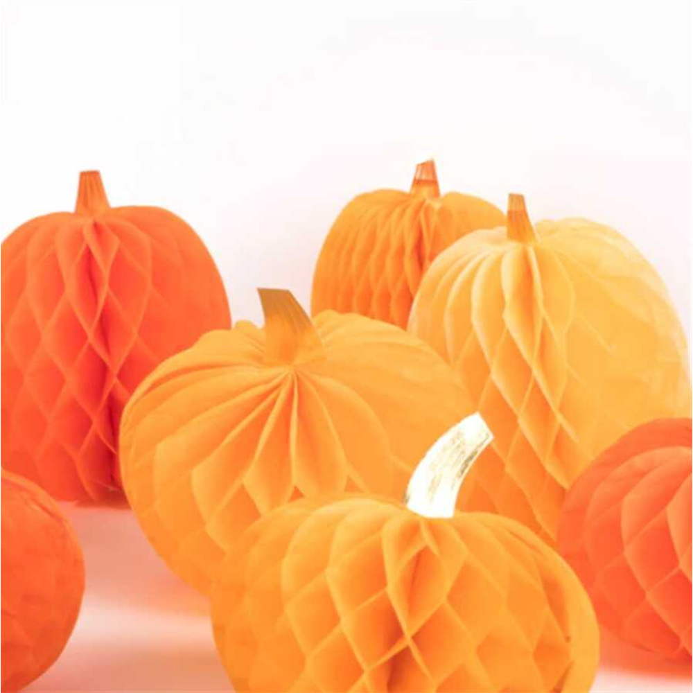 Meri Meri Honeycomb Paper Pumpkin Assorted