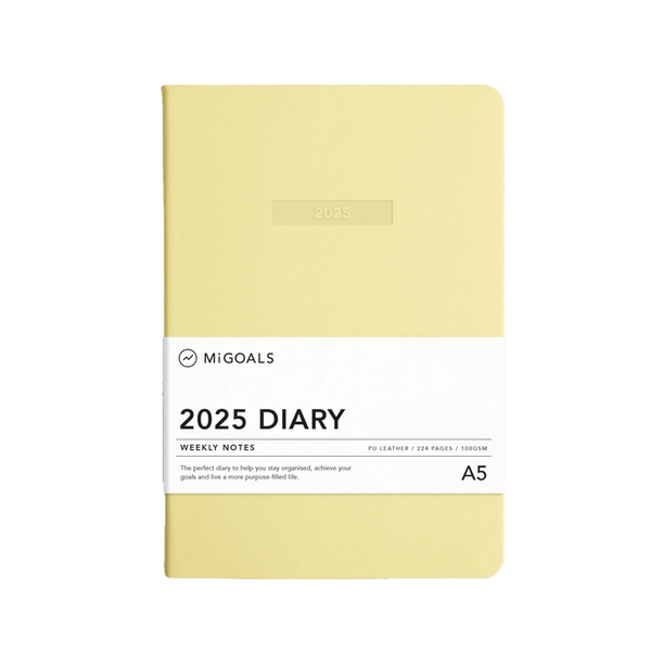 MiGoals 2025 Class Diary Weekly Notes A5 Soft Cover Lemon